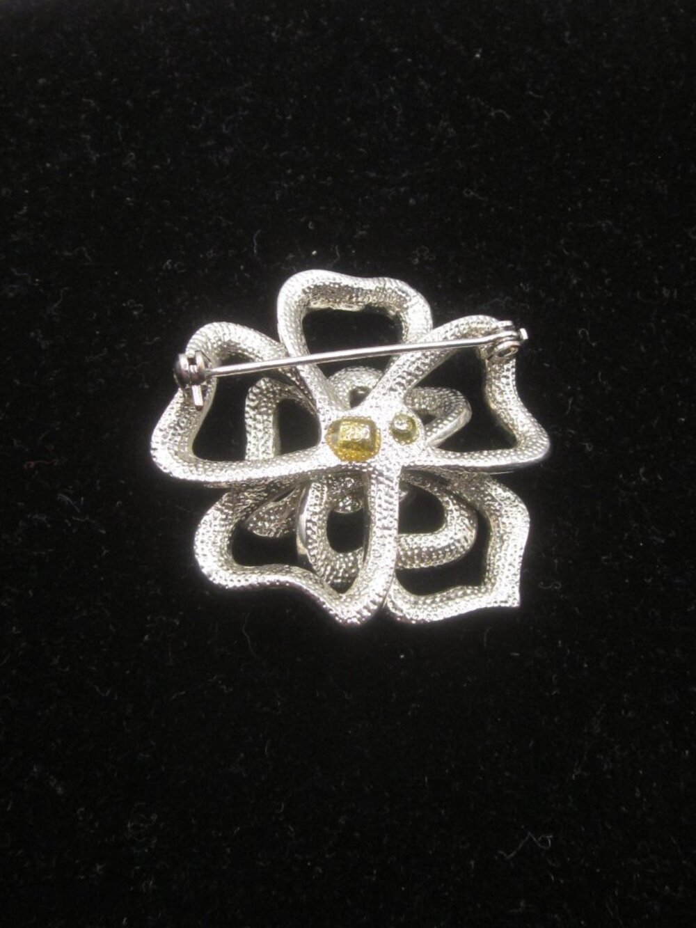 AB Rhinestone Floral Brooch - Picture 2 of 4